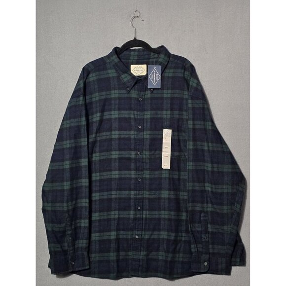 St John’s Bay Super Soft Flannel Long Sleeve Green Blue Plaid 4xl NWT - Picture 1 of 7